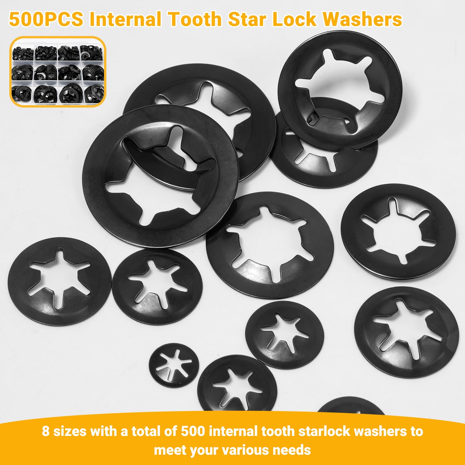 500PCS Lock Washers - Carbon Steel Assortment Kit -3 500PCS Lock Washers - Carbon Steel Assortment Kit -3