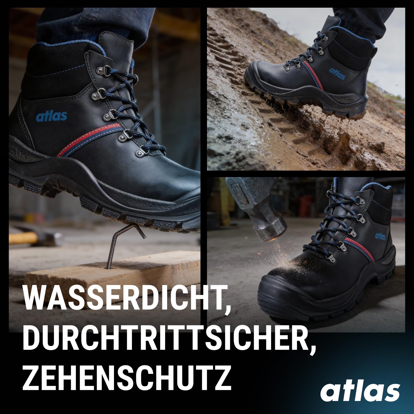 Atlas Męskie buty ochronne BAU 500, czarny, 43 EU