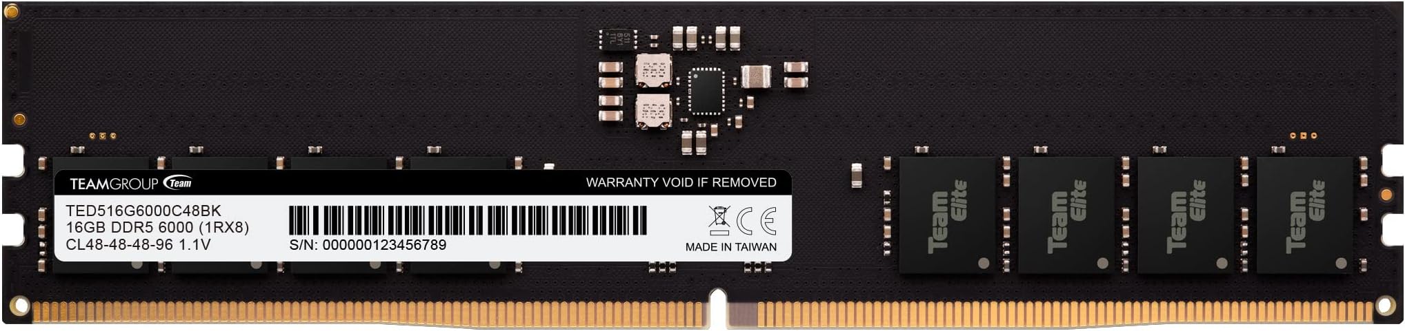 Elite DDR5 16GB 6000Mhz PC5-48000 CL48 Non-ECC Unbuffered UDIMM 288 Pin PC Computer Desktop Memory Module Ram Supports Intel & AMD TED516G6000C4801