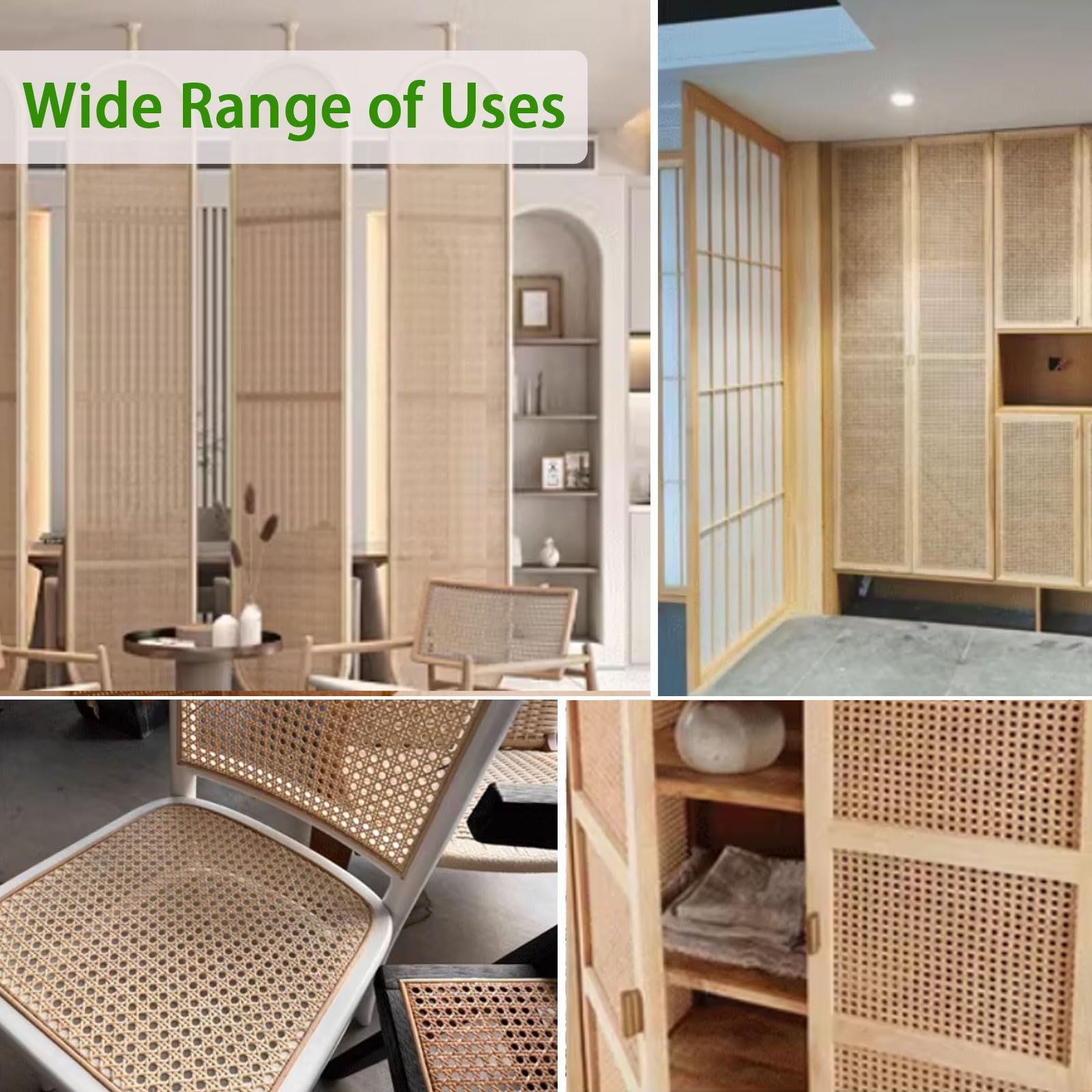 Rotolo di tessuto in rattan naturale da 50,8 cm, 20 x 394 cm, per mobili e sedie, materiale a rete intrecciata, decorazione per la casa fai da te, ecologica e durevole