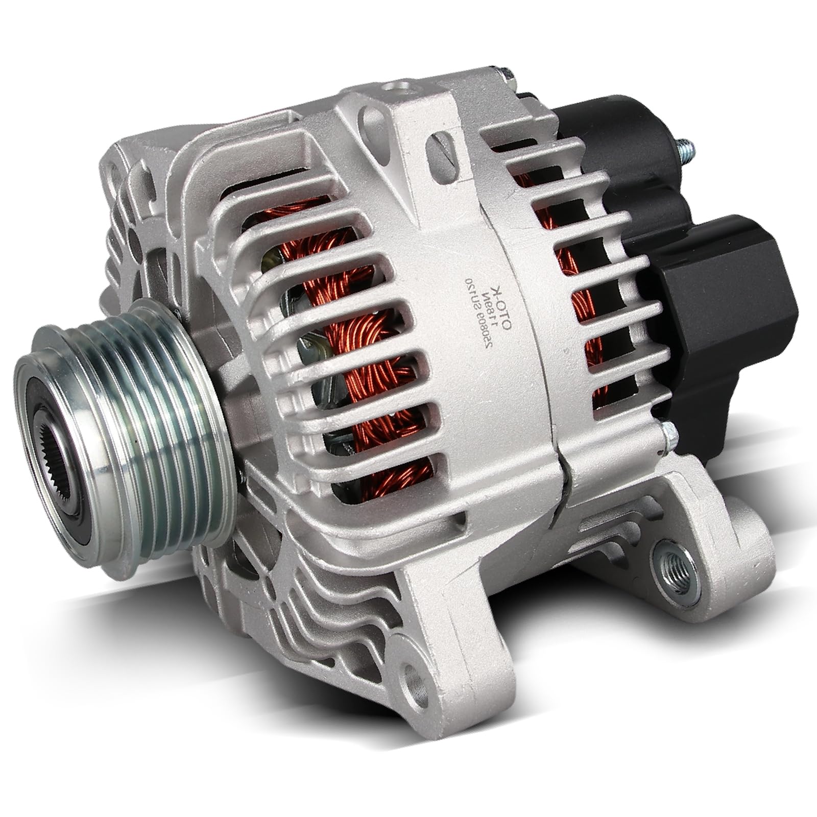 OTO-K Alternator Compatible with Hyundai Sonata 2006-2010,for Kia Forte 2010-2013,Forte5 2012-2013,Magentis Optima 2006-2010,Rondo 2007-2012,Replaces # 11189N 37300-2520,110Amp 12V 6-Groove Pulley-image-31