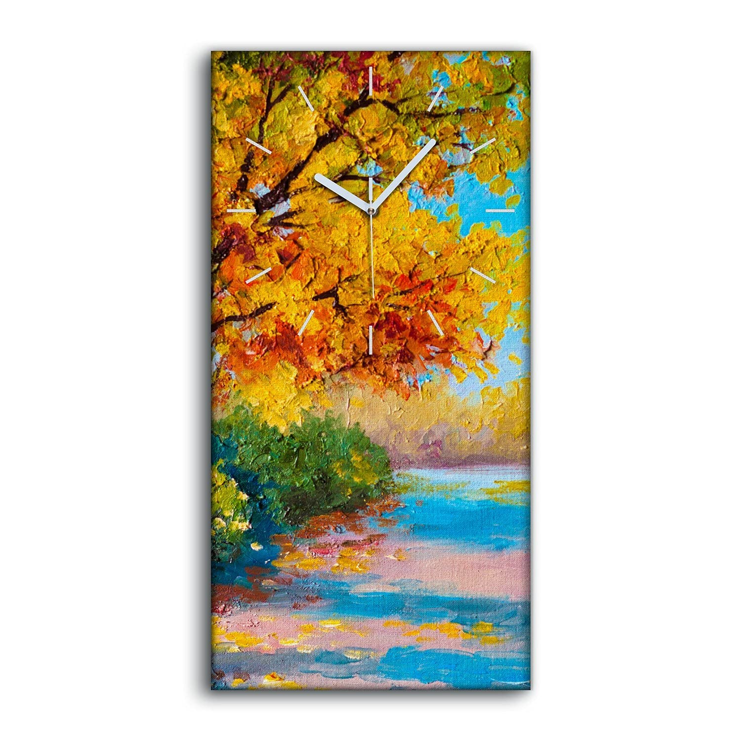 Horloge sans tic-tac Coloray tableau nature 30x60cm pour chambre calme