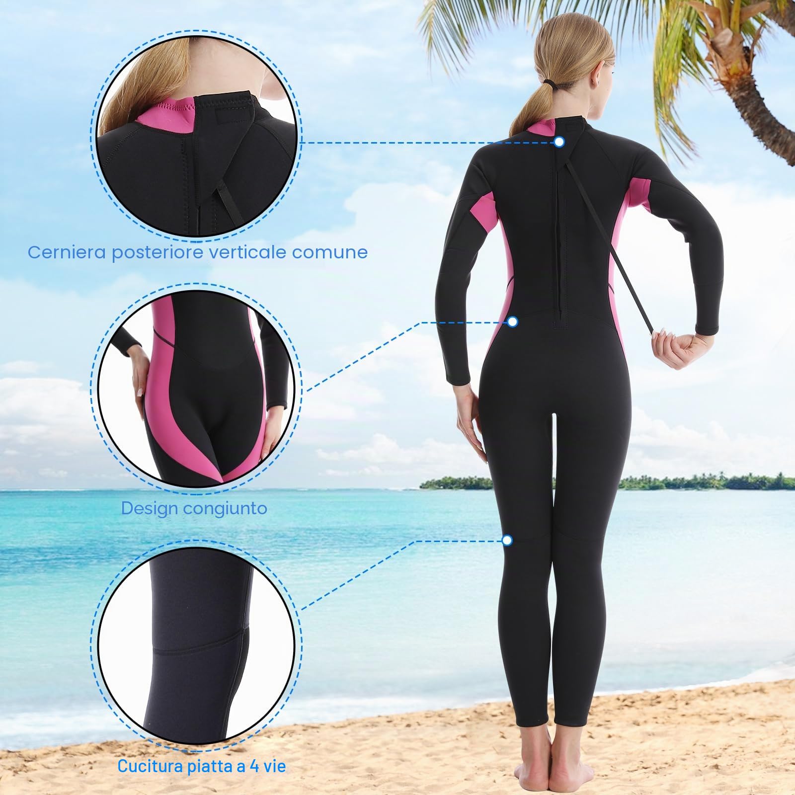 Gimilife Glimilife Mute Uomo Donna, Muta sub Shorty Uomo 3mm/Muta Intera in Neoprene da Donna Corpo Intero in Acqua Fredda Mantieniti al Caldo per Immersioni Surf Snorkeling Kayak, GMWS-2024