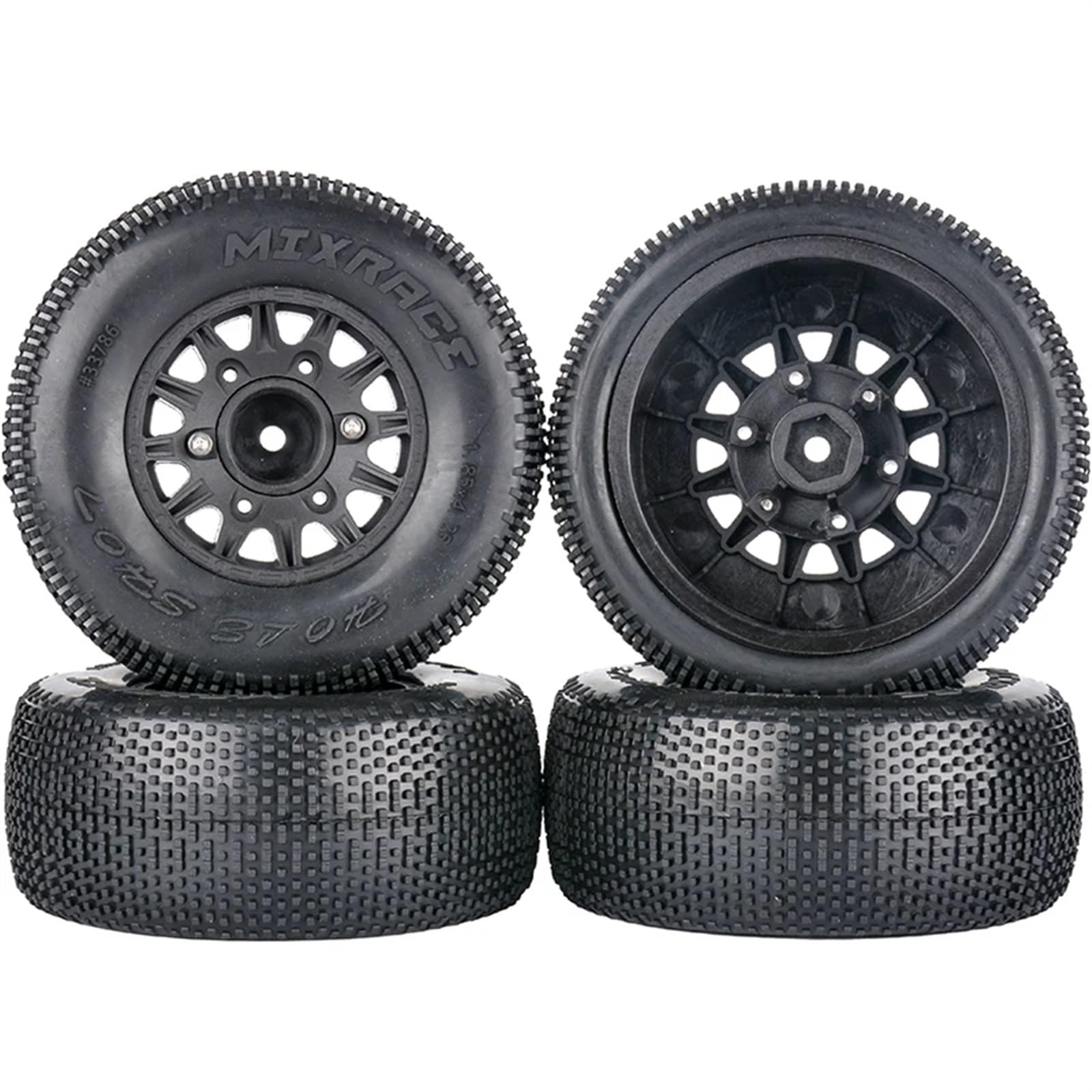 Neumáticos Coche RC para LT18067 1/10 4 Piezas Neumáticos Cortos Camión Todoterreno For Modelo Neumático Coche Agarre Pequeño Adaptador Resente Al Desgaste 12 Mm 14 Mm Y 17 Mm(Black)