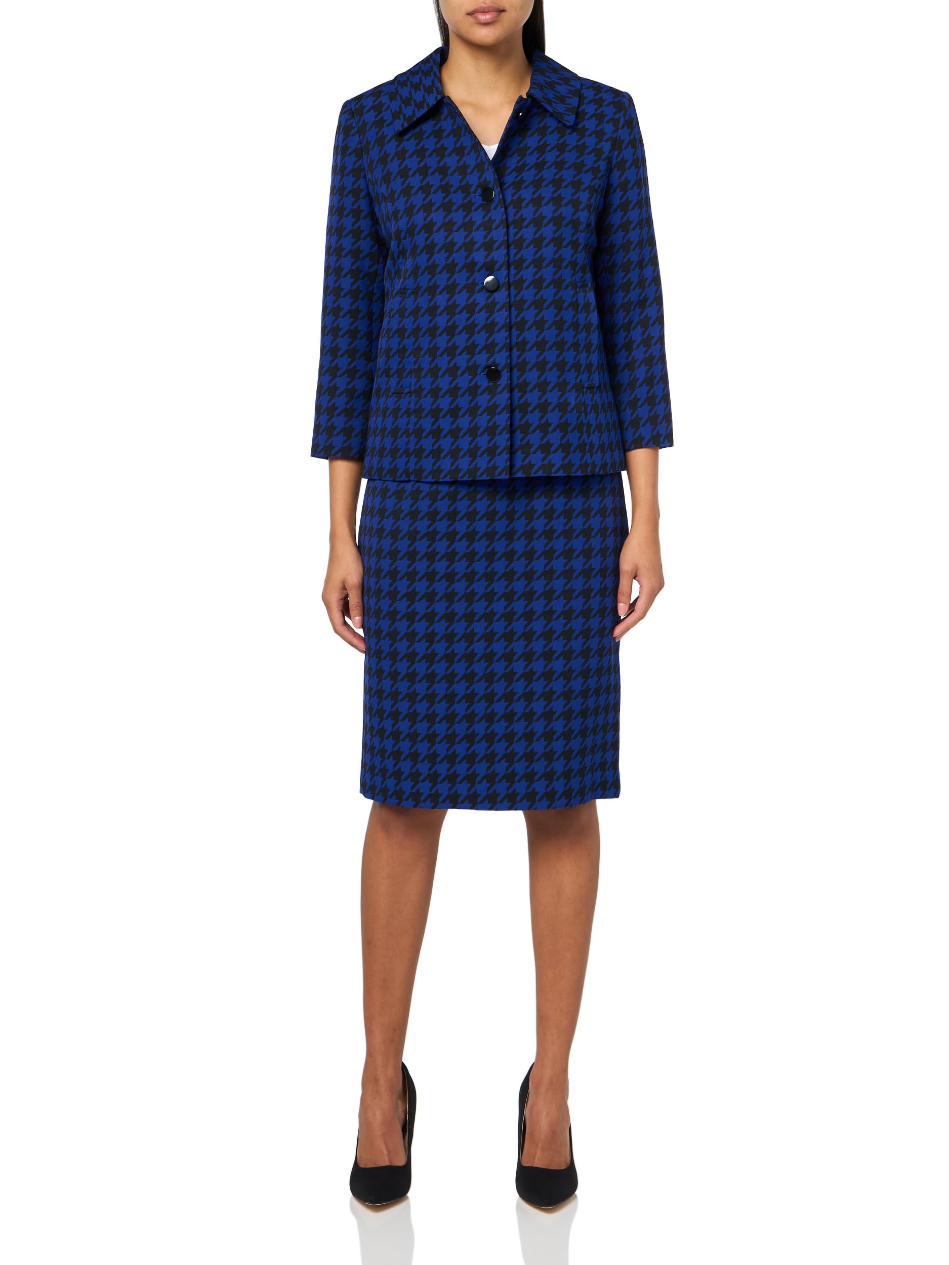 Le Suit Womens Four Button Boxy Blazer Skirt 2pc Set
