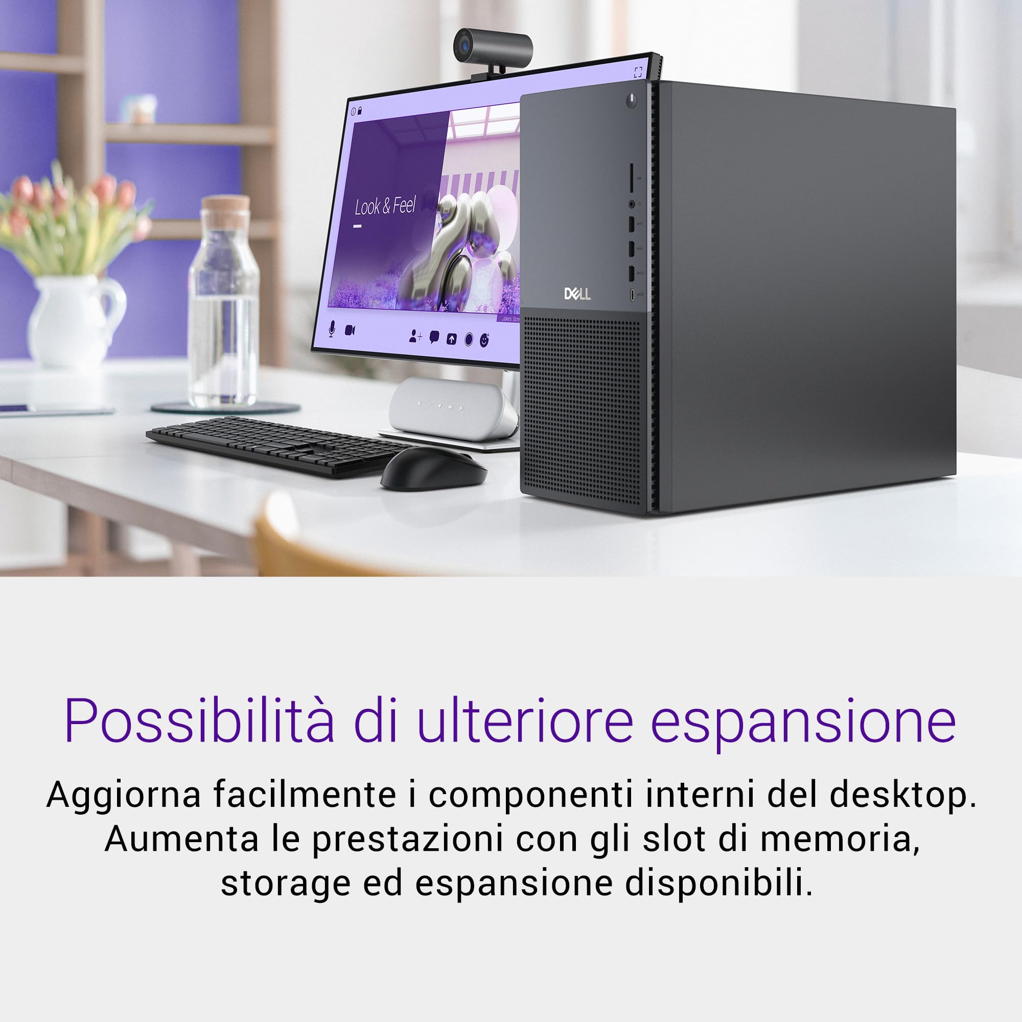 Dell Tower Plus EBT2250 Desktop - Intel Core Ultra 7 Series 2, 16GB RAM, 1TB SSD, NVIDIA GeForce RTX 5060, Wi-Fi 7, HDMI, Thunderbolt 4, McAfee Business Protection 1 anno, Windows 11 Pro, Grafite