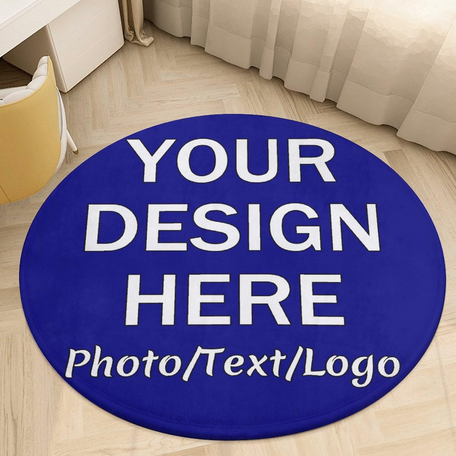 Jixoria Custom Rugs Personalized with Logo Image Text Photo Area Carpet Anti Slip Washable Round Door Mat Decorative