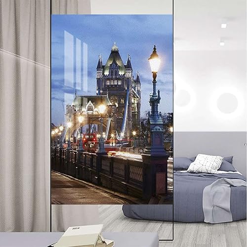 Película de privacidad multicolor para ventana película de vidrio esmerilado película de paisaje de la ciudad de Londo para ventana película de