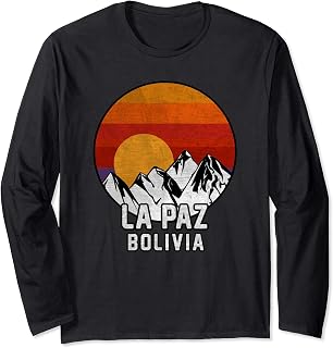 La Paz Bolivia Retro Mountain Sunset design Long Sleeve T-Shirt