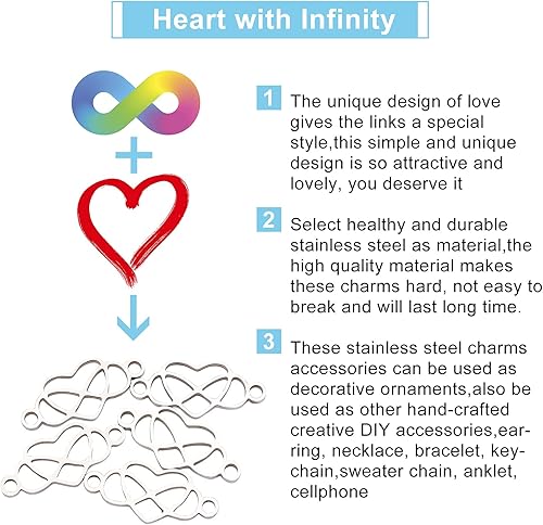 Miniatura 5 de UNICRAFTALE Love in Infinity Link Charm - Colgantes de eslabones de acero inoxidable, marcos huecos, conectores para joyería