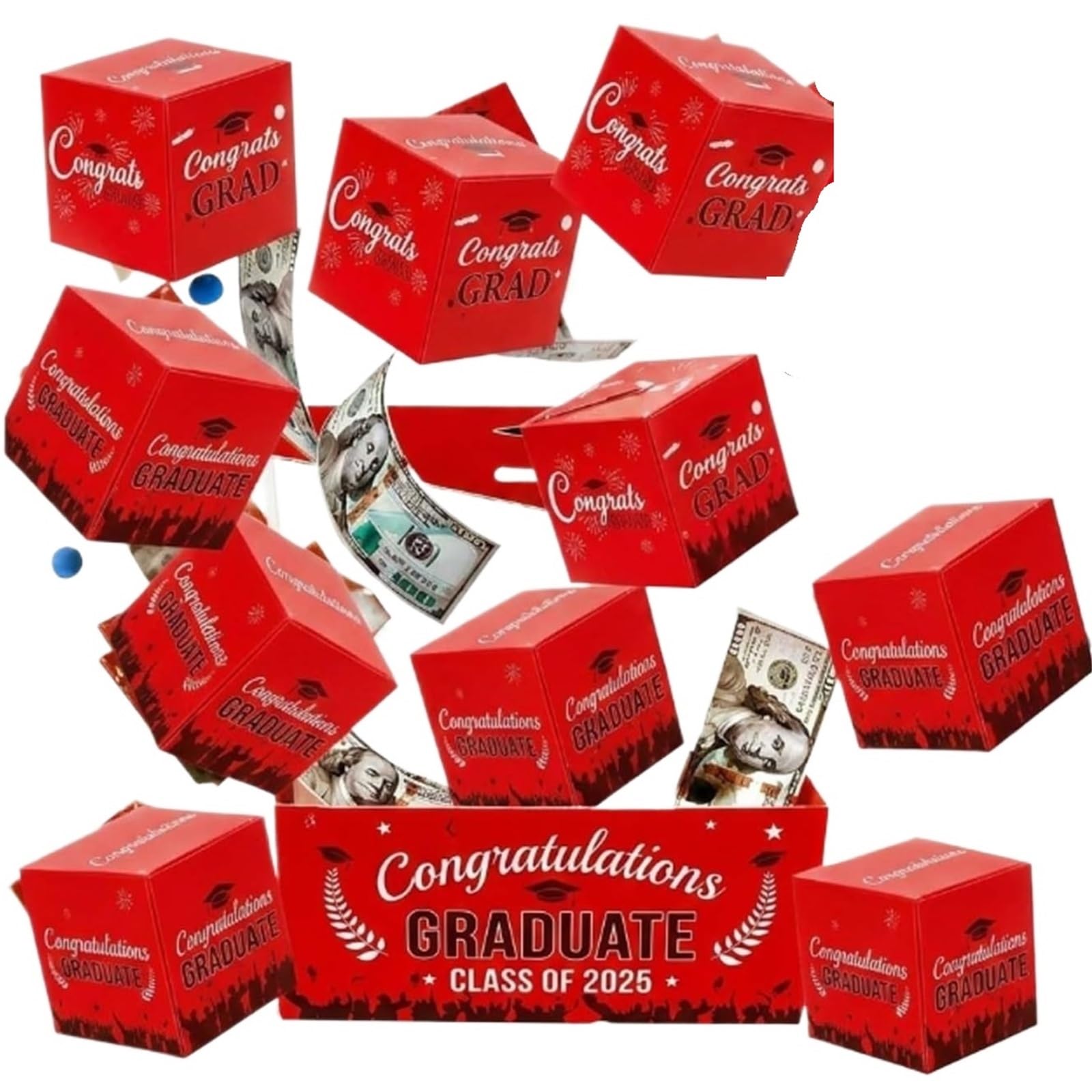 Surprise Pop Up Gift Box Money Graduation Graduation Surprise Explosion Gift Box, Pop Up Cash Money Holder, DIY Bouncy Confetti Card, Creative Memorable Present For Grad(Red,10pcs)