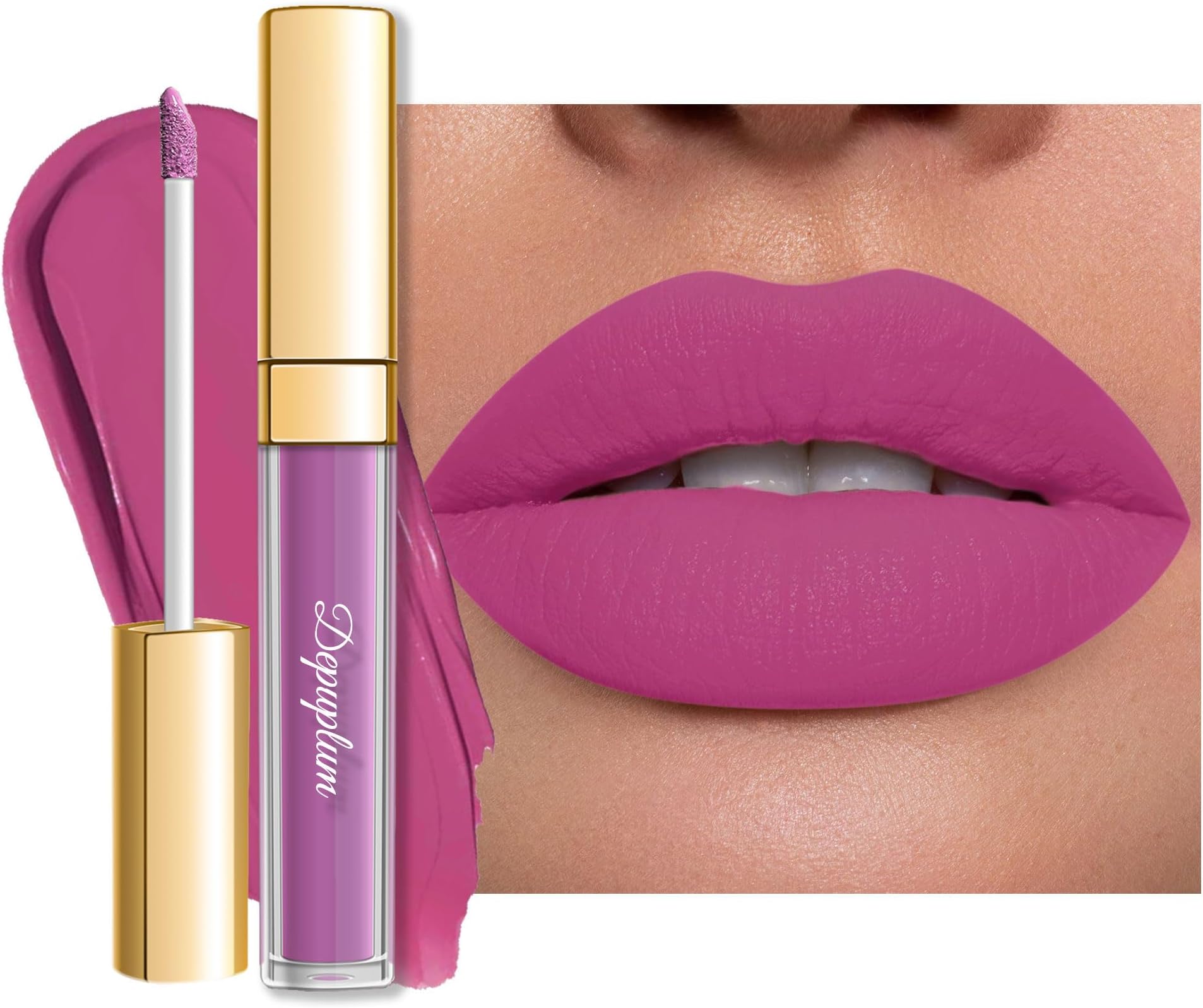 Depuplum Purple Pink Lipstick Matte for Women Super Stay Long Lasting Lipstick Smudge Proof No Transfer Liquid Lipsticks Cruelty Free Lip Makeup, DM21 Pearl purple