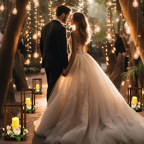 Miniatura 5 de Sabary 30 linternas de eucalipto para boda, centro de mesa, incluye portavelas de madera, sin pilas, velas, coronas de rosas para decoración de mesa