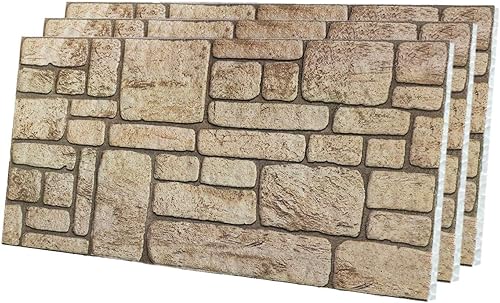 IZODEKOR Paneles de pared con efecto ladrillo 3D, revestimiento, aspecto de piedra, paneles de espuma de poliestireno para sala de estar, cocina,
