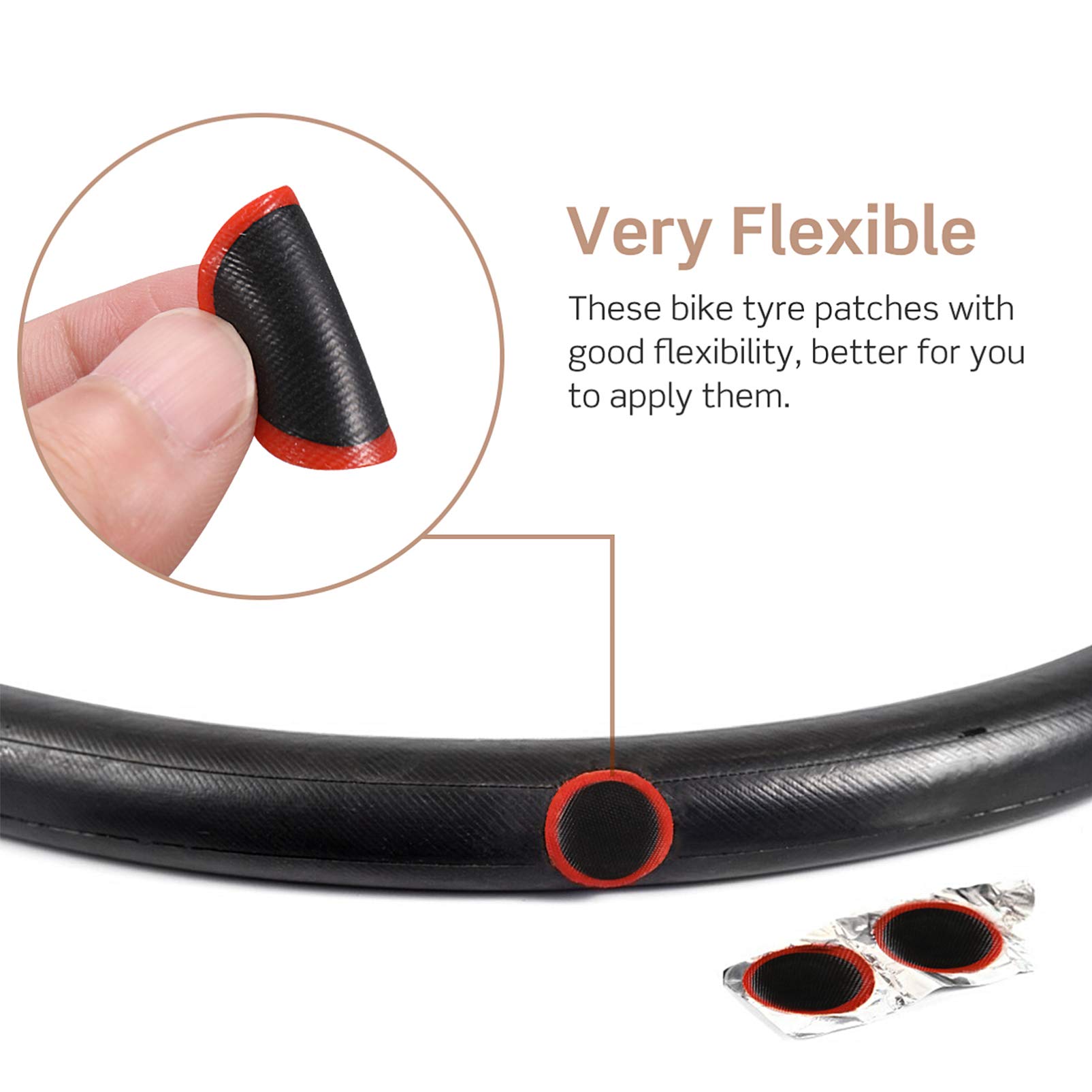 VOSAREA 48pcs Tire Patches Round Shape Durable Tire Repair Tool Rubber Patches Tire Inner Tube Puncture for Bicycle Bike Cycle