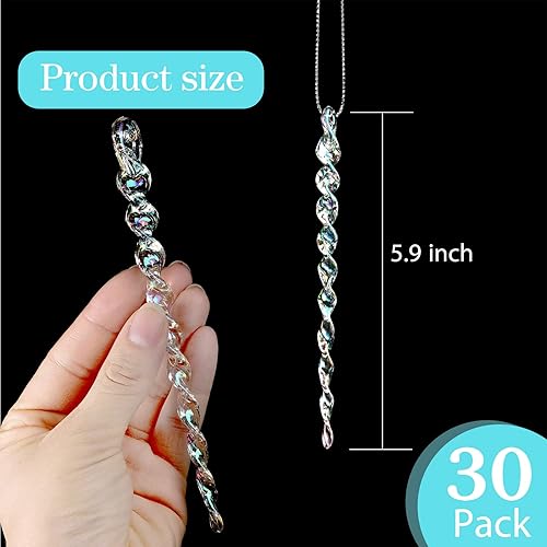 Vista 223 de 30 piezas de carámbanos de plástico retorcidos de plástico de carámbanos de Navidad, decoración colgante para árbol de Navidad, fiesta de Navidad