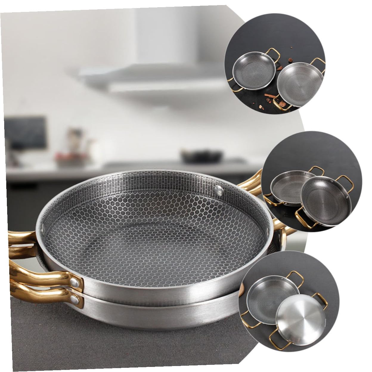 Padella Antiaderente in Acciaio Inox a Nido D'ape Nera