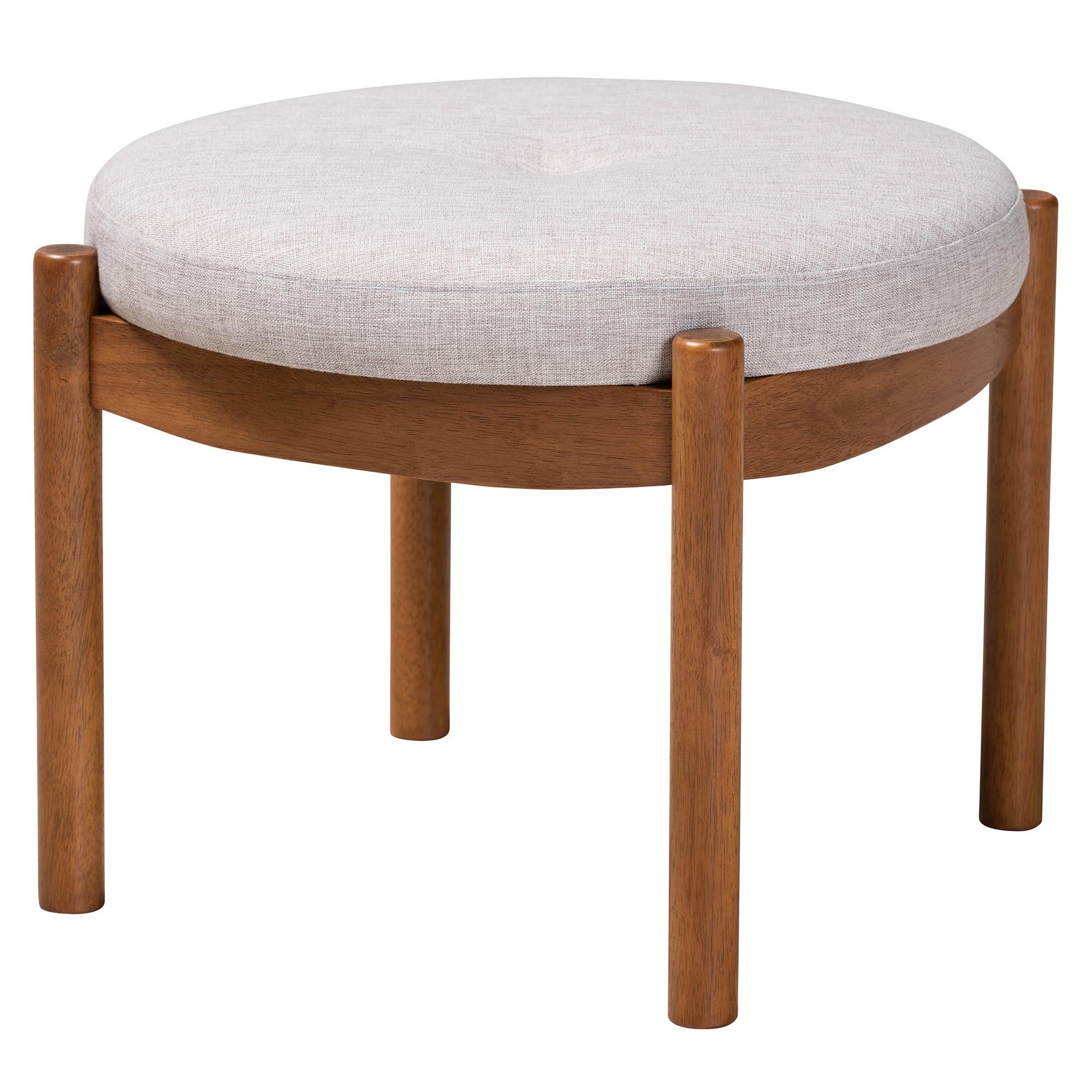 Baxton StudioIliana Footstool, One Size, Greyish Beige/Walnut Brown