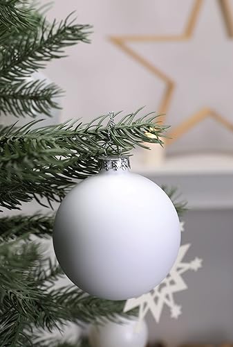 Miniatura 3 de DN DECONATION Adornos de Navidad de cristal blanco, juego de 9, bolas de Navidad colgantes de 3 pies para decoración del árbol de Navidad, regalo de