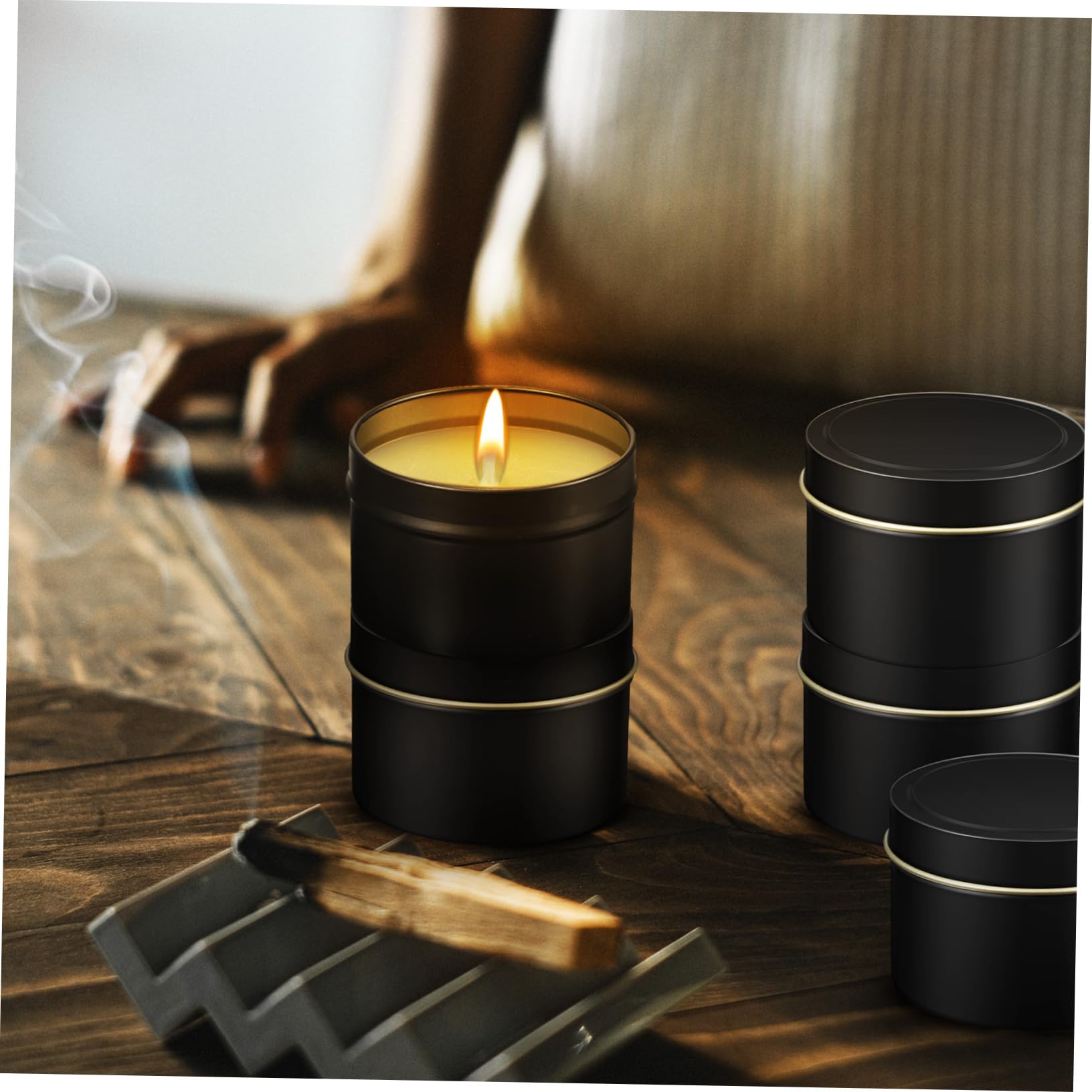 SOLUSTRE 24pcs Round Tinplate Candle Tins Candle Jars for Scented Elegant Design for Home for Various Occasions and Versatile Use