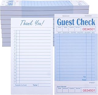 Guest Check Books 3.5" x 6.75", 500 Sheets Server Note Pads and Waitress Order Books with Bottom Receipt (10 Books)