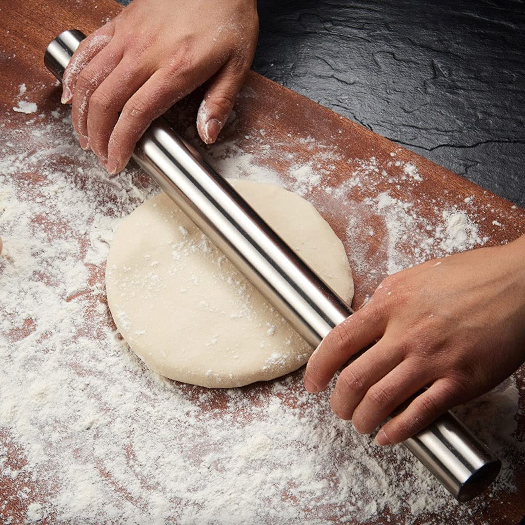 Wałek do ciasta Wałek do ciasta ze stali nierdzewnej Kuchnia Artykuły do pieczenia domowego 11,5 x 1,26 cala Makaron Ciasto na pizzę Wałek do ciasta Wałki do ciasta (Rozmiar: 19,37 cala) (19,37 cala