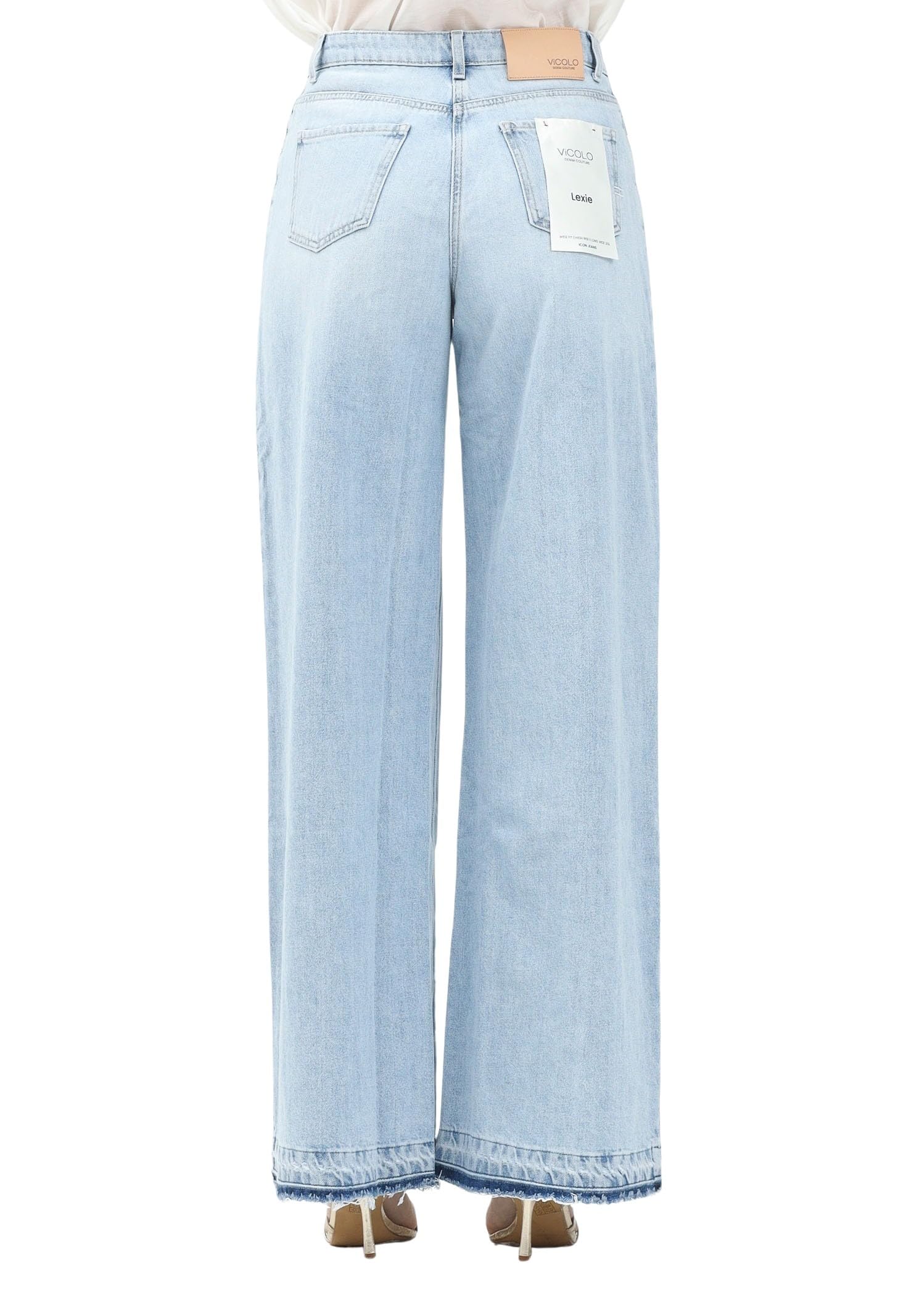 VICOLO Jeans a Palazzo in Denim Chiaro da Donna