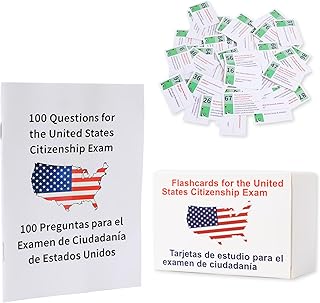 U.S Civics Test Flash Cards Combo Set with Bilingual Booklet - English/Spanish,Flashcards for The United States Citizenship,Naturalization Study Guide with 100 US Civics Questions & Answers