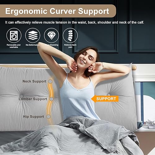 Miniatura 2 de WUIOYNF Almohadas triangulares grandes para cabecero, respaldo largo, cojín de apoyo de posicionamiento para sofá cama, almohada de felpa esponjosa