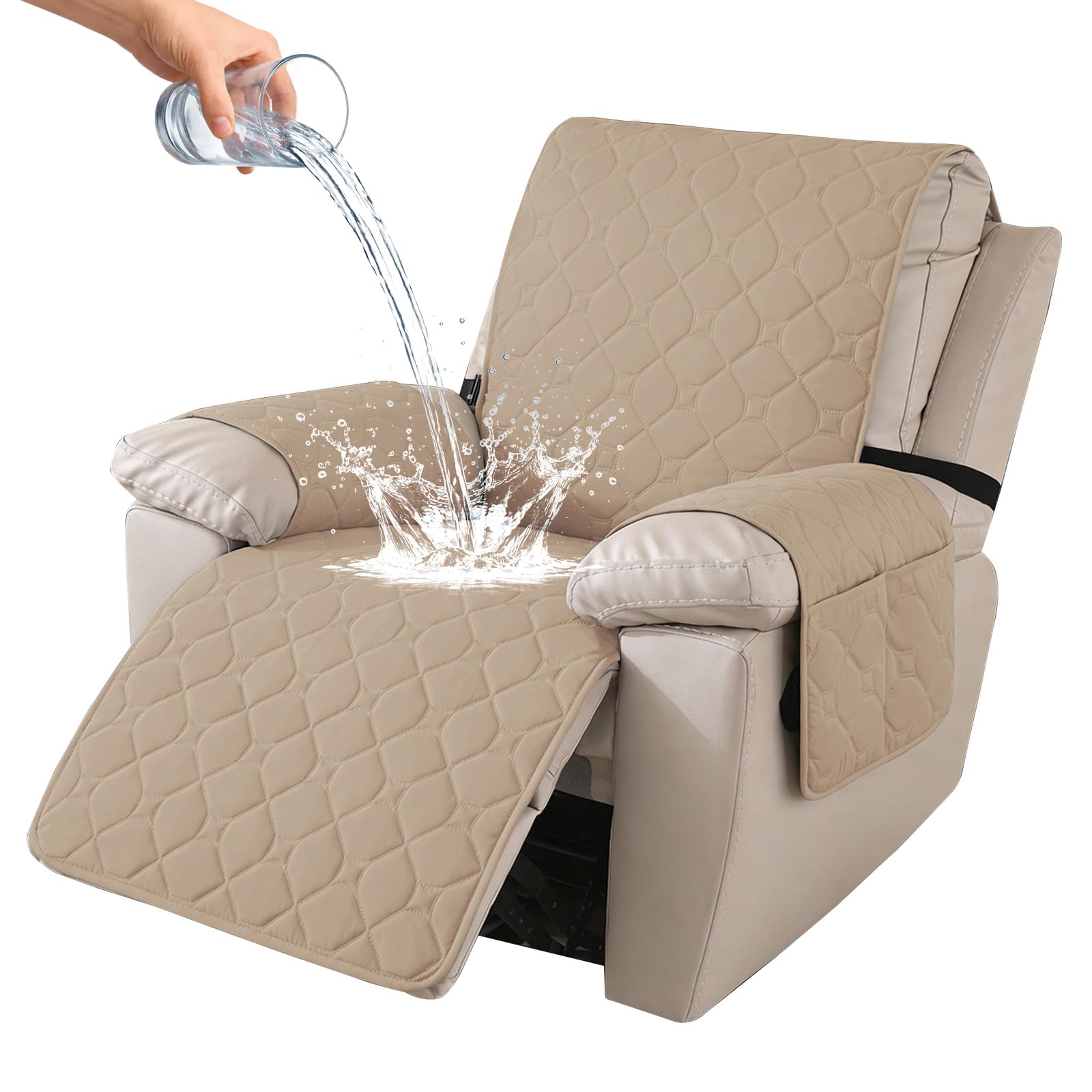 Ystyle Funda Sillon Relax Reclinable 1 Plaza, Funda Butaca Reclinable Impermeable con Banda Elástica, Antimanchas y Antiarañazos, Fundas Lavables para Sillas Reclinables, Caqui