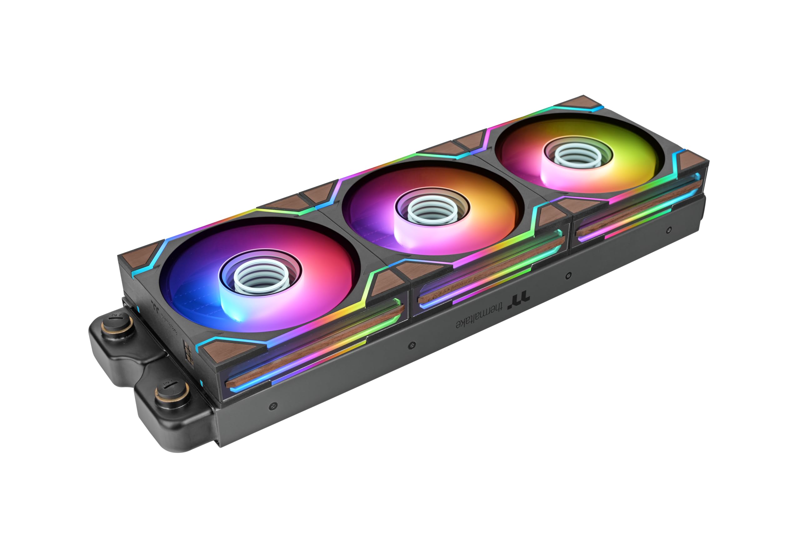 Thermaltake SWAFAN Infinity EX12 Wood ARGB Sync | Confezione da 3 | Ventole PC ARGB | MagForce 2.0 con fissaggio magnetico | Doppi Infinity Mirror | Pale della ventola intercambiabili | 120 mm | Nero