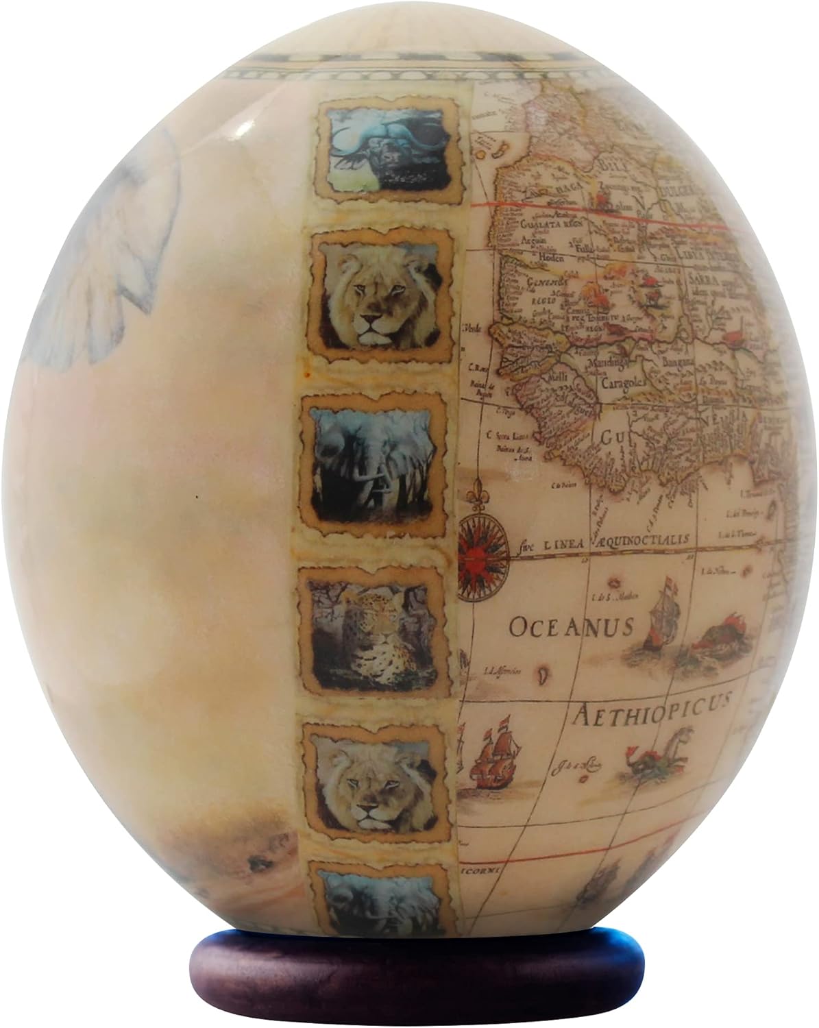 Decoupage elephant ostrich egg