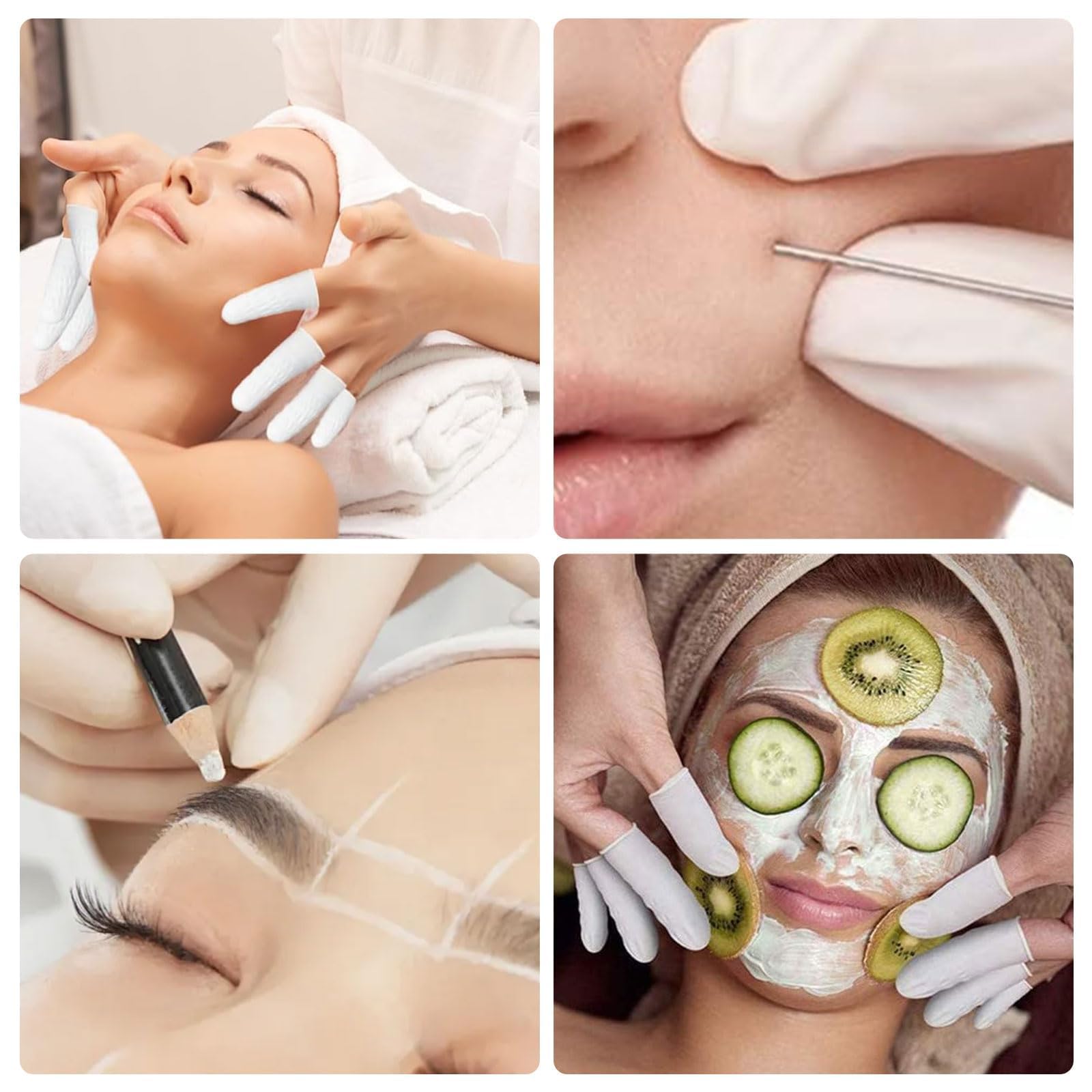 GVSS 100 Pièces Protege Pansement Doigt Blanc,Doigtiers en Latex,Doigtier de Protection Imperméables et Antistatiques,Protection pour Tatouage,Nail Art,DIY et Blessures aux Doigts