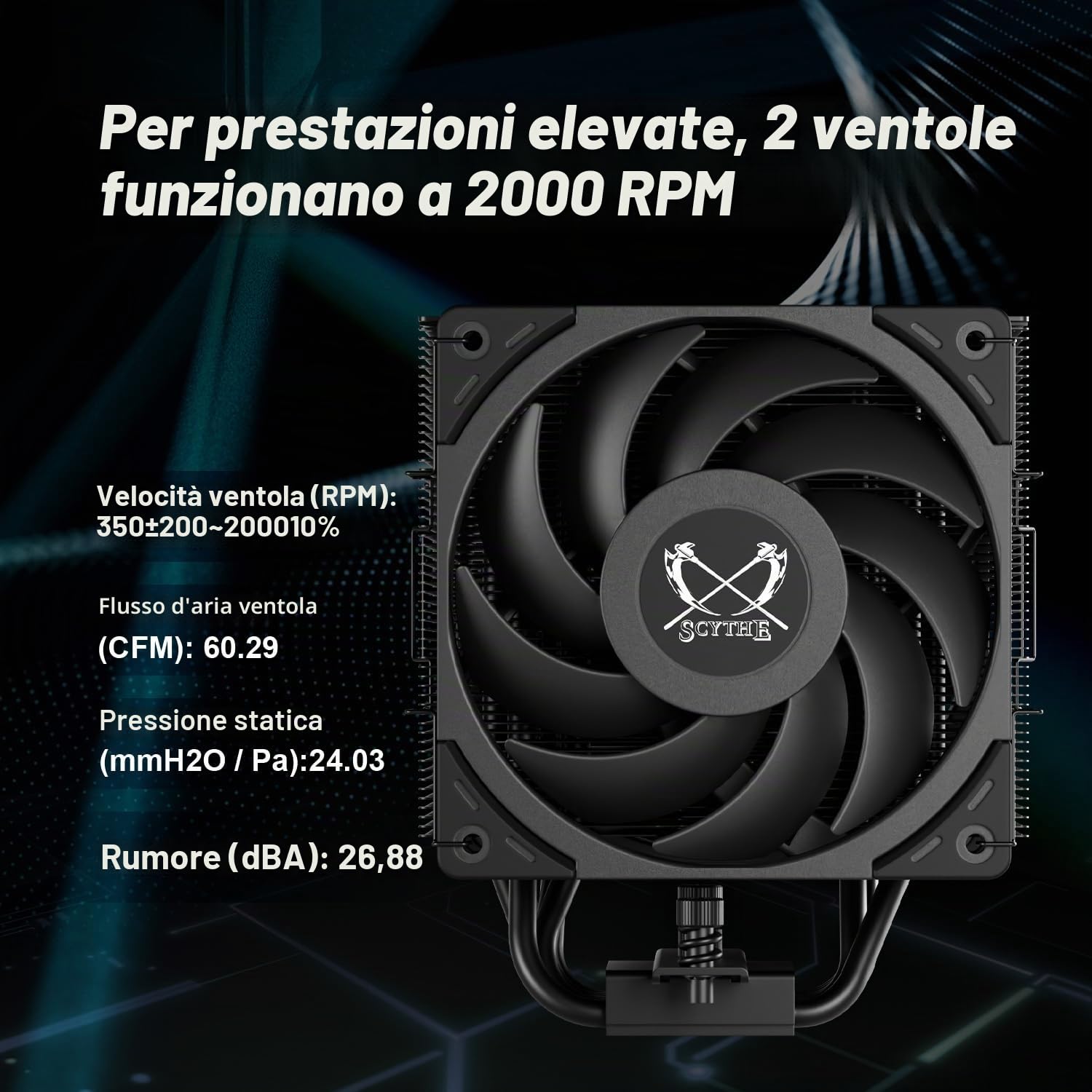 Scythe Mugen 6 Dual Fan Black Edition CPU Air Cooler, Intel LGA1700, LGA1151, AMD AM5, AM4 Support, 120 mm, torre singola, copertura superiore in alluminio (Mugen 6 Dual Fan Black Edition)