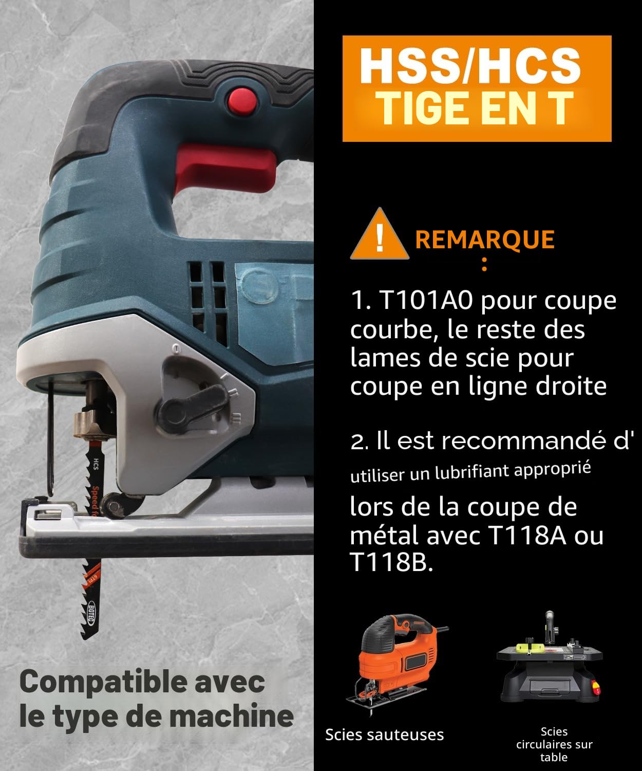 BGTEC 50PCS Jeu De Lames De Scie Sauteuse à Queue En T HCS/HSS Pour La Coupe Du Bois, Du Plastique Et Du Métal(T118A,T118B,T101AO,T101B,T101BR,T144D)