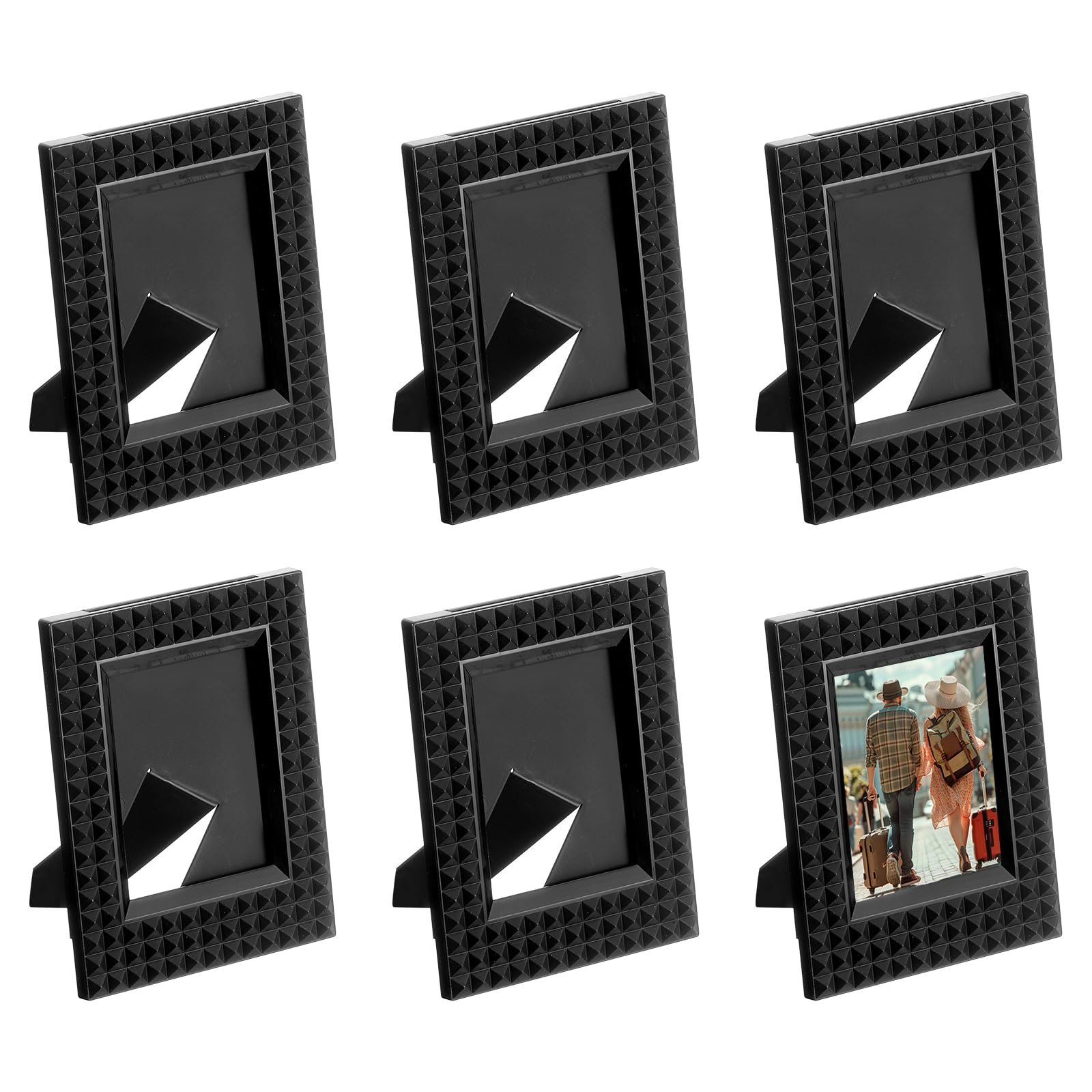Mini cadres photo rétro uxcell lot de 6 encadrements en plastique rustique noir pour œuvres d'art
