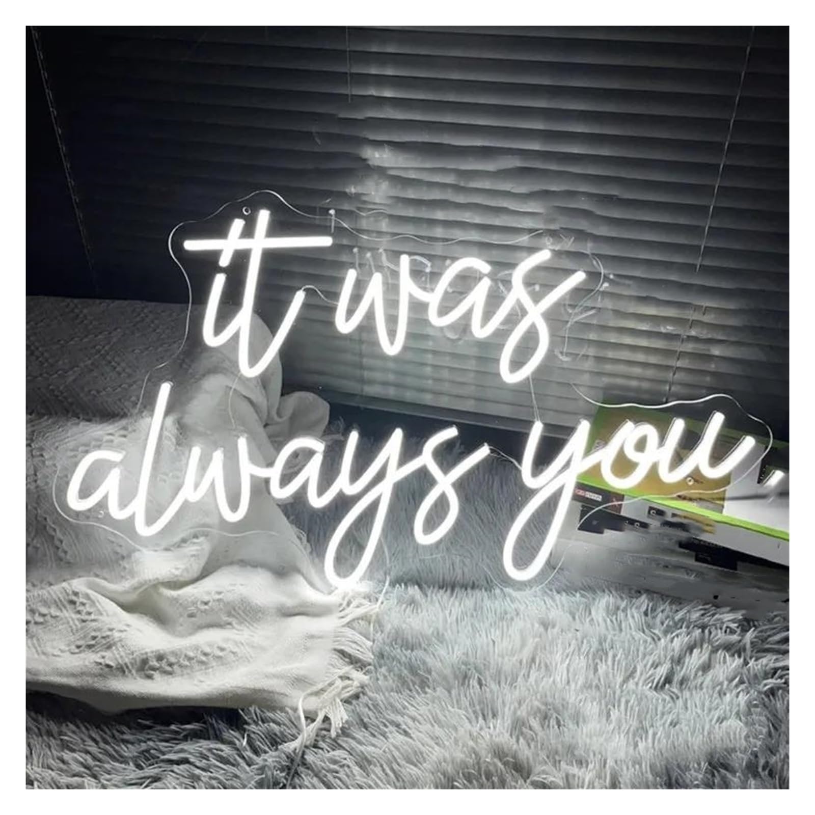 LEMST Signs Lamp It was Always You Neon Sign Light Up Sign Wedding Home Wall Decor Hanging Night Light Engagement Party 40x23cm(White)