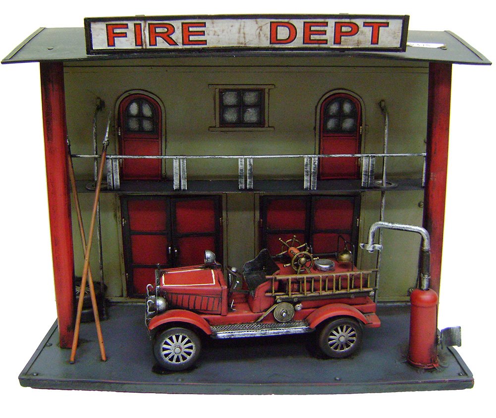 Camión de bomberos Modestone de metal y madera para regalar a bomberos y coleccionistas