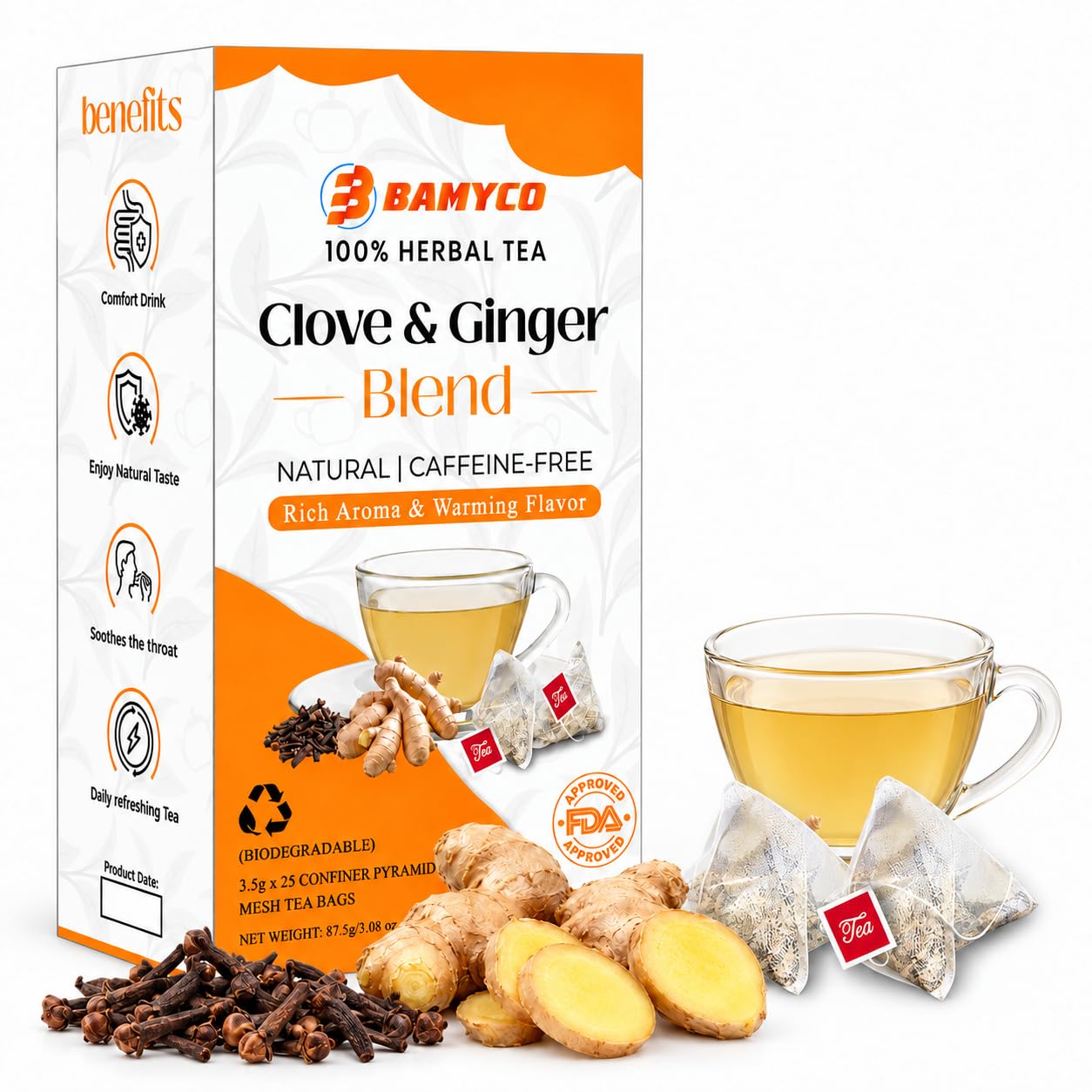 Amazon.com: Clove & Ginger Tea Bags Caffeine Free Herbal Tea, 25