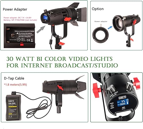 Miniatura 10 de Came-TV Boltzen 30W B-30 COB Fresnel Luz de video LED enfocable, de alto rendimiento sin ventilador, luz diurna 5600K CRI96+ TLCI97+regulable