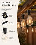 10FT ST38 Lumières à cordes Edison extérieures with11 Ampoules d'éclairage vintage claires ST38 Ampoules, Chaud Vintage Glow, E12 base, cordon coté UL et connexion de bout en bout pour Porch Patio Decor