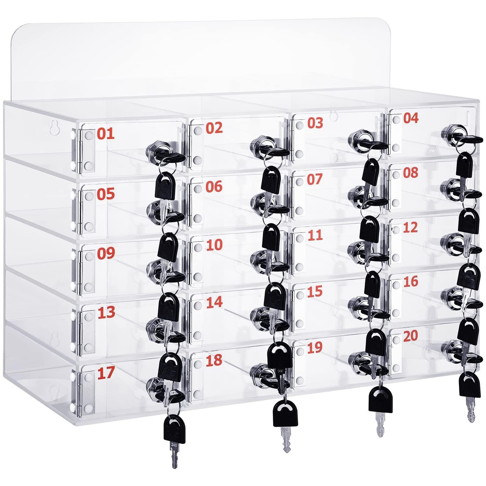 Cell Phone Storage Locker Box, Slots Clear Acrylic Cabinet with Keys - Wall-Mounted Phone Safe Deposit Box for Office, School, Classroom