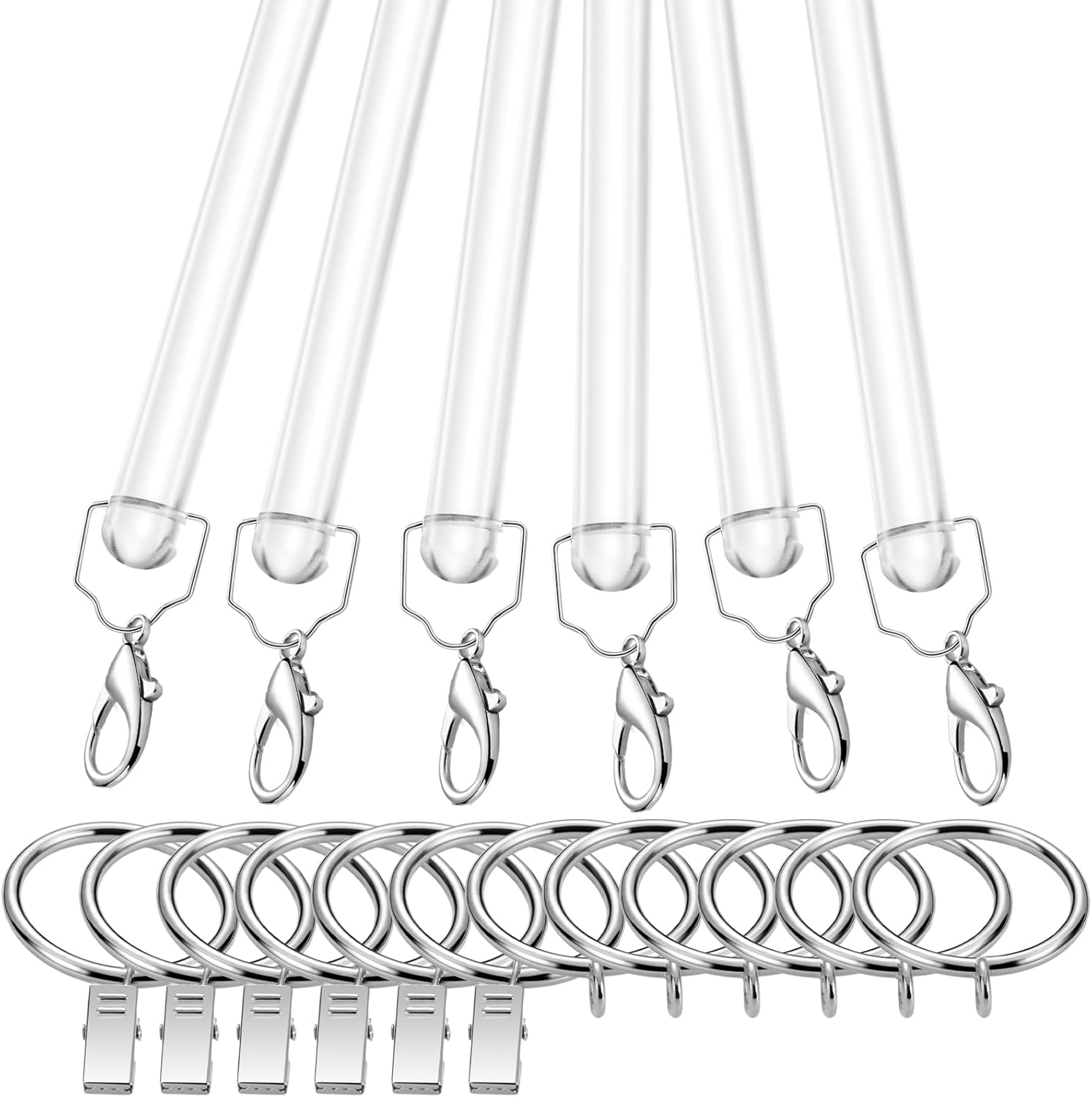 Suzile 6 Pack Clear Acrylic Curtain Pull Wand Universal