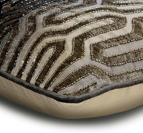 Miniatura 6 de The HomeCentric Paquete de 2 fundas de almohada lumbar de 12 x 22 pulgadas (11.8 x 21.7 in), color marrón, almohada oblonga con cuentas de