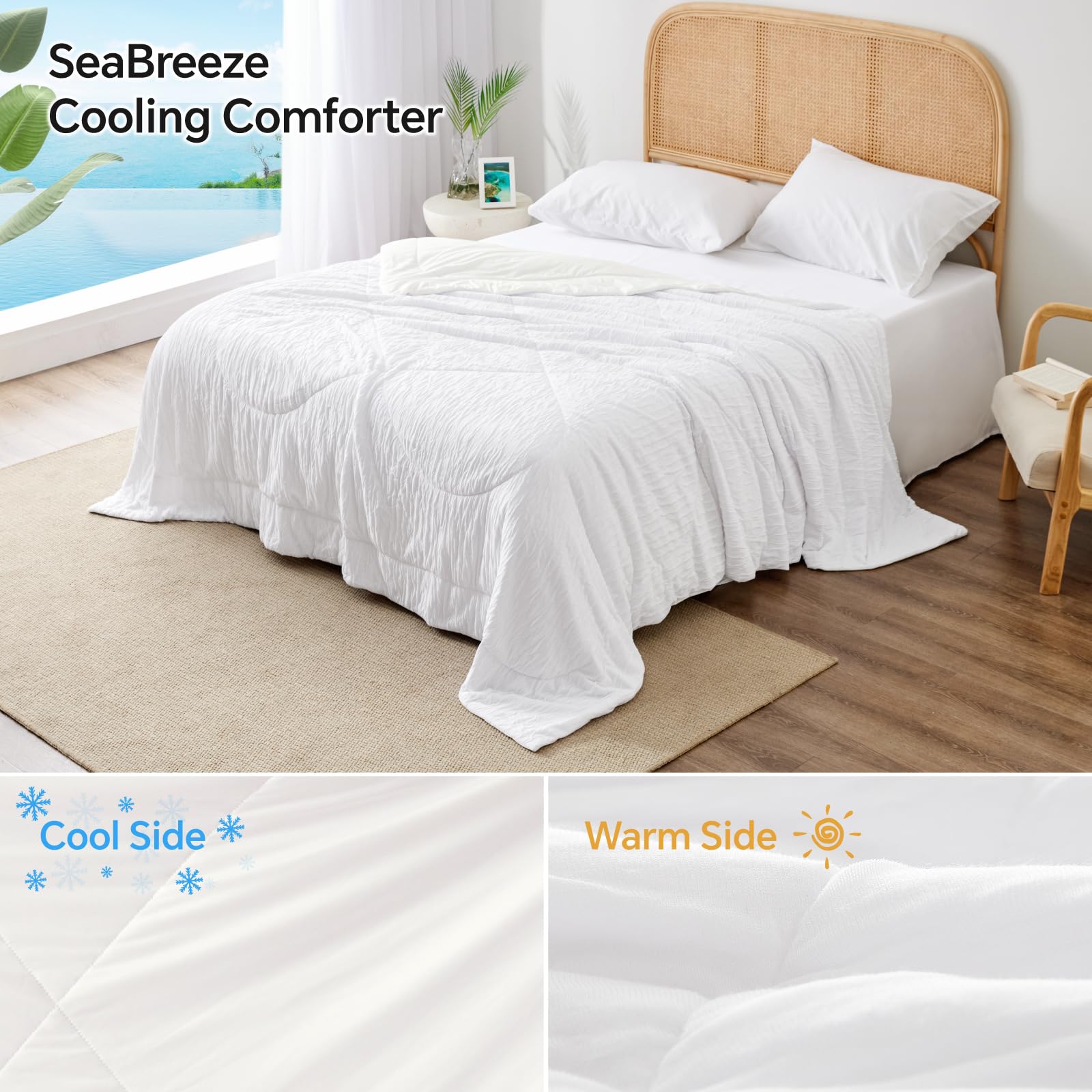 Cooling Comforter King/Cal King Size - Lightweight Summer Blanket With Q-Max 0.4 Tech For Hot Sleepers
