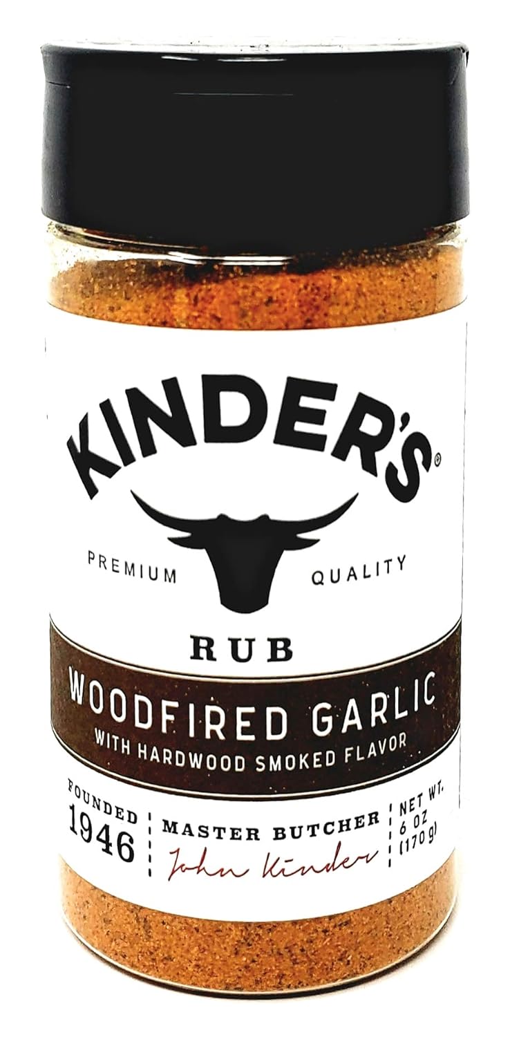 Kinders Woodfired Garlic Rub Bulk Pack of 3 Bottles - 6 oz Per Bottle - 18 oz Total of Premium Quality Kinders Rub