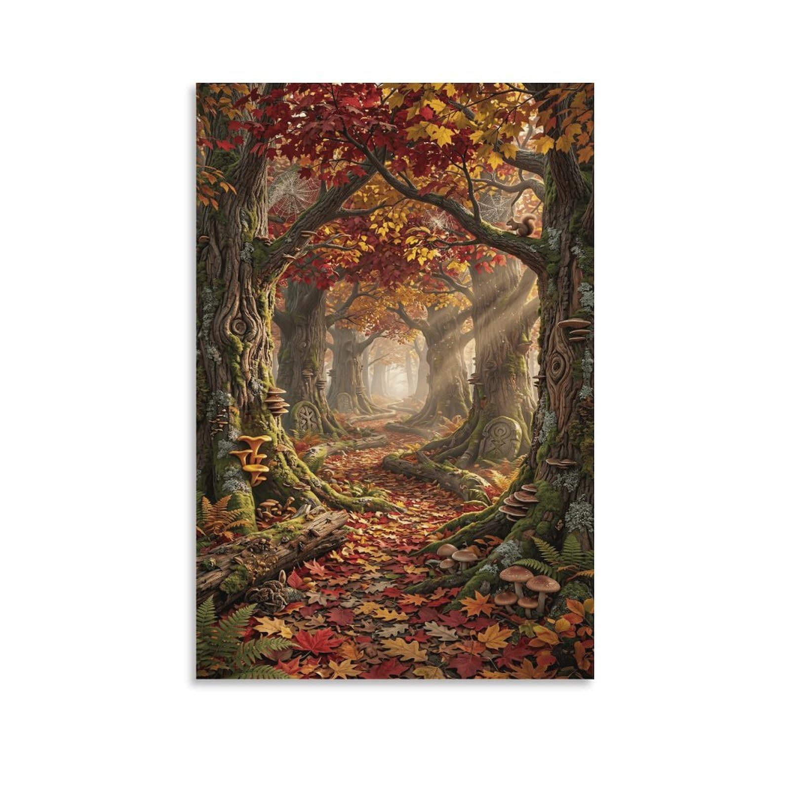 XPASHIQWC Red & Gold Maple Forest Poster Artwork Canvas Prints Picture Modern Canvas Wall Art Picture Wall Hanging for Dining Room Kitchen Home Office Decor 20x30inch(50x75cm)