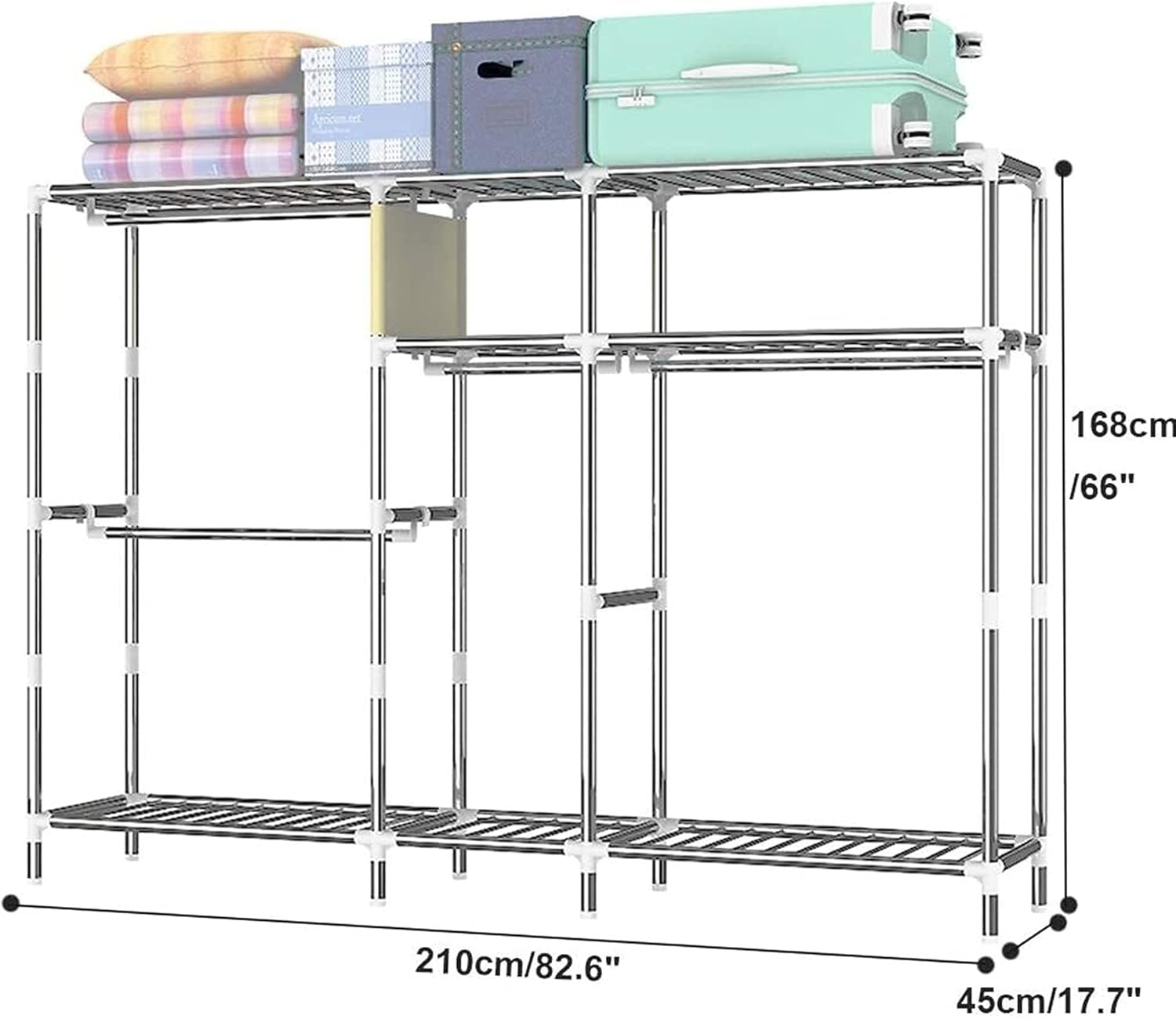 Portable Wardrobe Cloth Wardrobe Wardrobe Bedroom Double Simple Fabric Cloth Steel Tube Bold Thickening Steel Frame Assembly Hanging Clothes,E Portable Cloth Hanger
