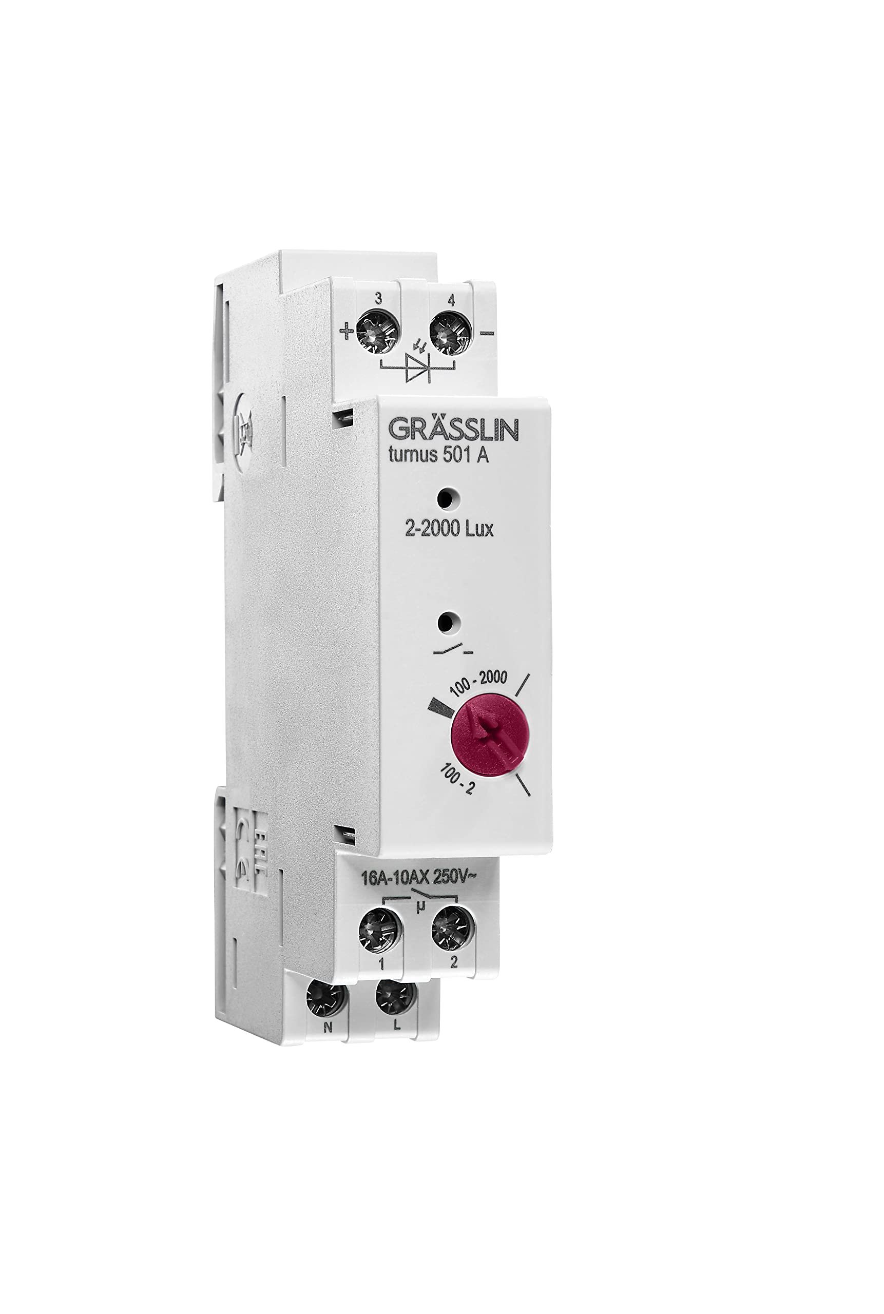 18.18.0013.1 Turnus 501 A Dämmerungsschalter DIN-Schiene 1 TE 230V | Hutschienenmontage, externer Sensor für Aufputz-/Aufbaumontage, 1 Kanal, 1 TE, 2–2000 lx, 20/80 s Verzögerung, Sensor IP 55