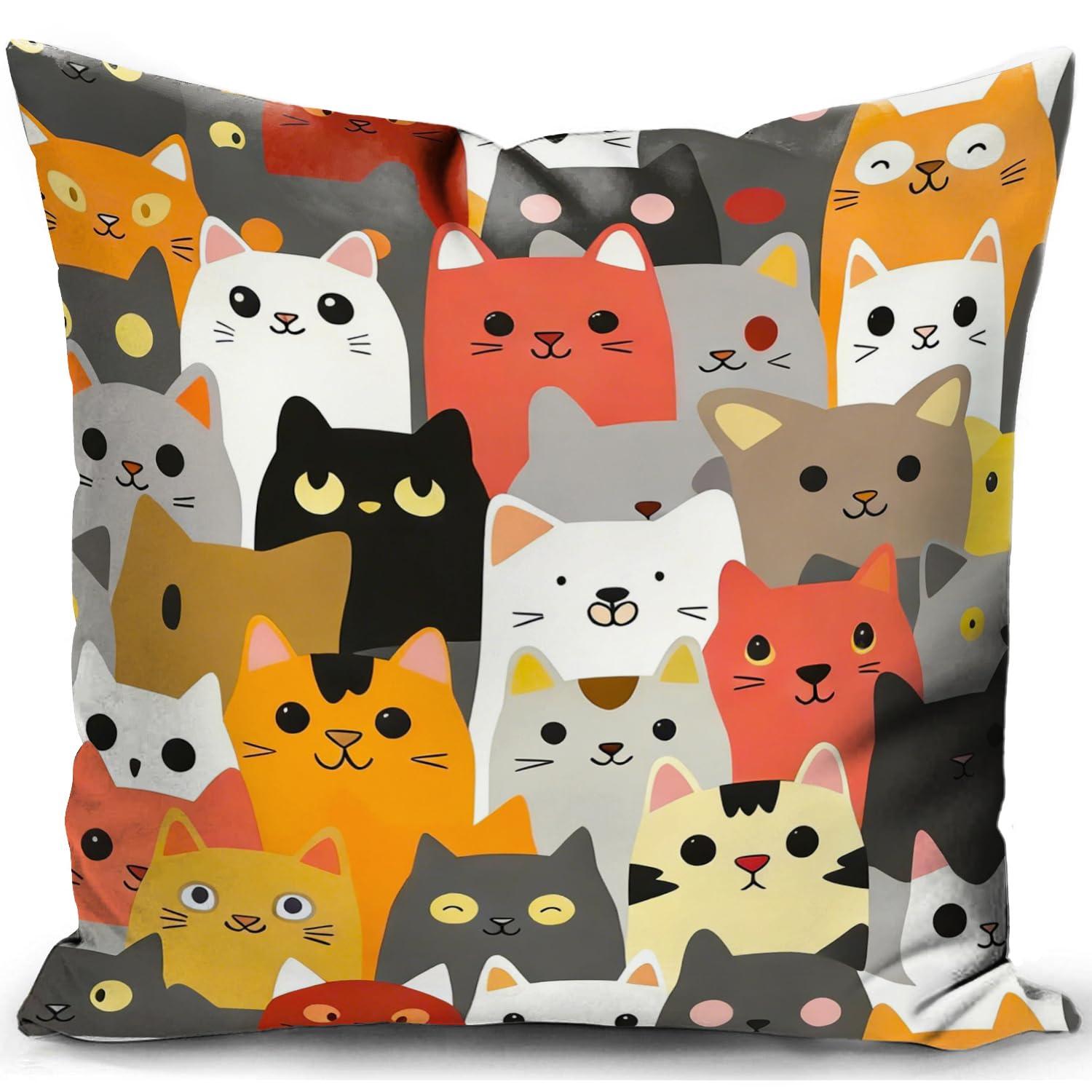 KUNQIAN Cat Cushion Cover for Cat Lovers Gifts for Women Pillow Decor for Home Living Room Couch Bed Sofa 18"x18"(45x45cm)